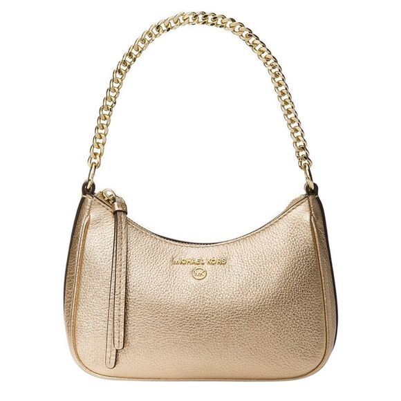 Michael Kors Jet Set Charm Small Metallic Pebbled Leather Pochette Bag Purse - Picture 9 of 11